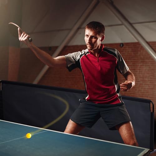 2 Pcs 92" x 27.5" Table Tennis Baffle Barrier Table Tennis Field Fence 420d Oxford Cloth Court Surround Barrier Block for Quicker and Easier Pick Up - color: Black