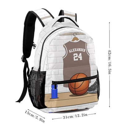Sport Basketball Fan Player Crepe Personalized School Backpack for Teen Kid-Boy/Girl Primary Daypack Travel Bookbag - color: Option 26