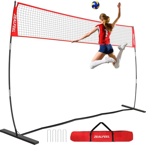 ZEALFEEL Volleyball Net, 12ft/20ft Volleyball Training Net for Backyard Height Adjustable, Portable Freestanding Practice Net for Hitting & Serving Drills, Pop up Net with Carry Bag for Indoor Outdoor - size: 12 FT Volleyball Net