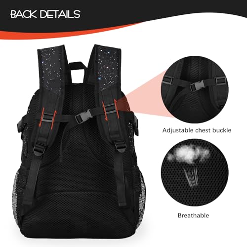 Goloni Basketball Backpack,Large Sports Bag with Ball Compartment & Shoe Compartment,Basketball Bag Fit Volleyball, soccer,Gym - color: Starry Sky Black