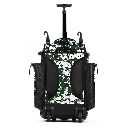 Boombah Catchers Superpack Hybrid Rolling Digital Camo Bat Bag - Multiple Colors - Wheeled & Backpack Version - color: Black/Dark Green