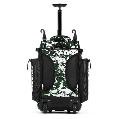 Boombah Catchers Superpack Hybrid Rolling Digital Camo Bat Bag - Multiple Colors - Wheeled & Backpack Version - color: Black/Dark Green
