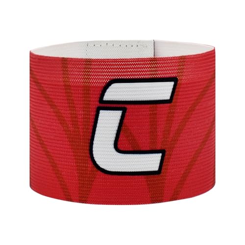 Elastic Soccer Captain 'C' Armband Adjustable Football Basketball Player Arm Bands Non-Slip Anti-Drop Captain's Armband for Adult Youth - size: Youth, style: Red