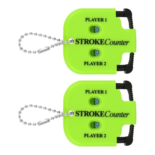 2pcs Golf Stroke Counters, Portable Score Keeper with Hanging Rope Mini Square Design 2 Player Stroke Counter Clicker for Golf Training Competitions & Games (Green)