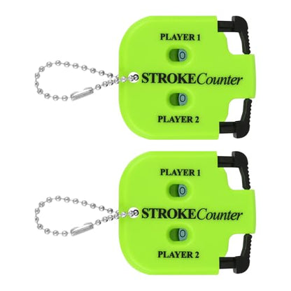 2pcs Golf Stroke Counters, Portable Score Keeper with Hanging Rope Mini Square Design 2 Player Stroke Counter Clicker for Golf Training Competitions & Games (Green)