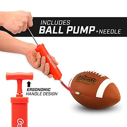 GoSports Combine Football 6 Pack - Regulation Size for High School and College - Official Composite Leather Balls