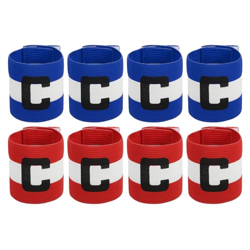 MECCANIXITY Soccer Captain Armband, Captain Arm Bands for Soccer Elastic Captain C Arm Band Sports Captain Armbands for Football Team Training Youth & Adult - color: Red/Blue