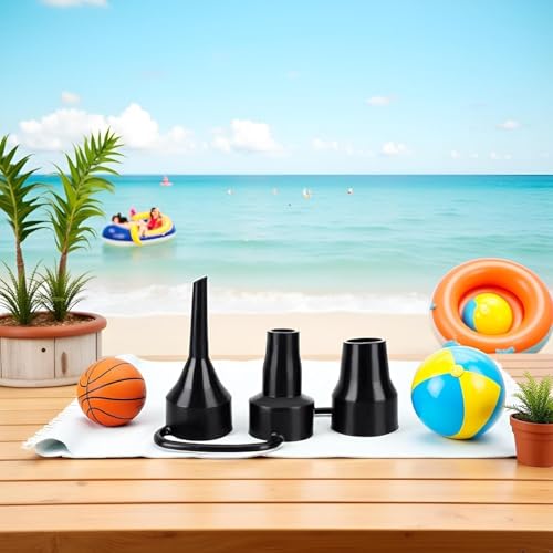 Black Air Pump Replacement Nozzles, Plastic Pump Nozzles, 3 Sizes Inflatable Pump Nozzles Head, Air Pump Inflator Adaptor Accessory for Partial Air Bed, Air Mattress Accessories