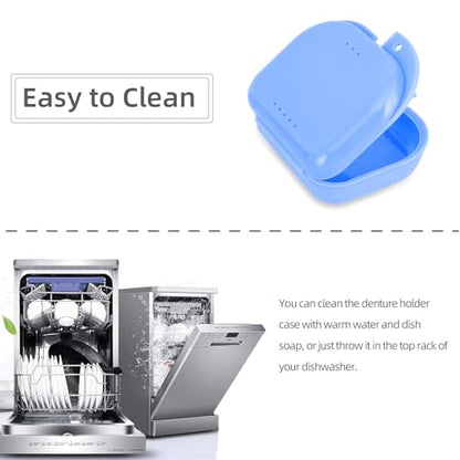 Orthodontic Retainer Case with Vent Holes, Denture Box Mouthguard Container Mouthpiece Aligner Case with Hinged Lid Snaps for Office|Travel|Household - 12 Months Warranty