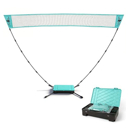 Portable Badminton Net for Backyard - 60s Tool-Free Instant Setup Net in Box with Built-in Weighted Base - 5FT Official Height Anti-Sag Badminton Net for Outdoor Indoor Beach Park Play