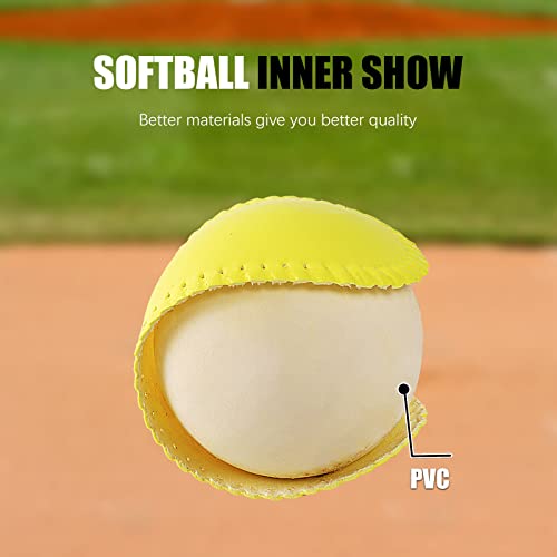 GKK 11 InchSoftballs 4 Pack Sports Practice Slow Pitch Official Size and Weight Softball Autograph Softball Training Ball for Games, Soft Toss, Batting, Fielding, Hitting, Pitching