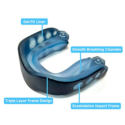 2 Pack Football Mouthguard,Youth Sports Mouth Guard for Braces,Football Mouthpiece with Strap for Youth and Adult,Sport Mouth Piece,Mouth Guard for Boxing, Lacrosse,Hockey,Rugby,Basketball, MMA - size: Youth