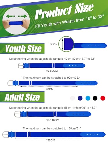 12 Pieces Baseball Belts Bulk Softball Belts Packs Leather Belt Adjustable Softball Belt Stretch Sports - color: Blue, size: Youth Size