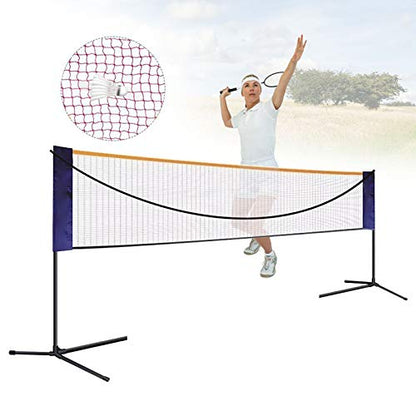 20FT Badminton Net,Portable Tennis Net,Adjustable Height Badminton Net with Stand,Volleyball Training Court Sports Tool with Carry Bag,Easy Setup for Indoor and Outdoor Play