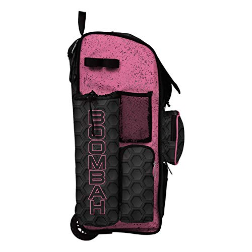 Boombah Rolling Superpack 2.0 3DHC Baseball/Softball Gear Bag - 23-1/2" x 13-1/2" x 9-1/2" - Multiple Colors - Telescopic Handle and Holds 4 Bats - Wheeled Version - color: Black/Pink