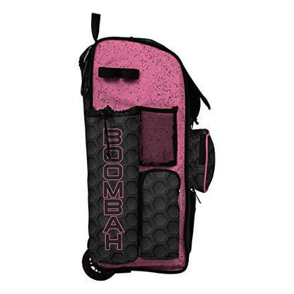 Boombah Rolling Superpack 2.0 3DHC Baseball/Softball Gear Bag - 23-1/2" x 13-1/2" x 9-1/2" - Multiple Colors - Telescopic Handle and Holds 4 Bats - Wheeled Version - color: Black/Pink
