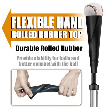 LOMGWAYS Baseball/Softball Batting Tee-Height Adjustable Premium Portable Baseball Tee with Removable Rubber Top and Heavy-Duty Base for All Ages - style: Silver 25"-47"