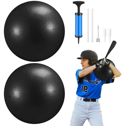 2 Pcs Connection Ball with Pump 9 Inch Pilates Baseball Softball Batting Trainer Improve Arm Action Hitting & Pitching Efficiency Connection Ball for Baseball - color: Black