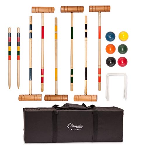 Champion Sports Outdoor Game Sets – Volleyball, Badminton, Tetherball, Bocce & Croquet - style: Outdoor Badminton Set