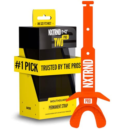 Nxtrnd Two Pro Football Mouth Guard, Permanent Strap, Fits Adult & Youth (Orange) - color: Orange Pro