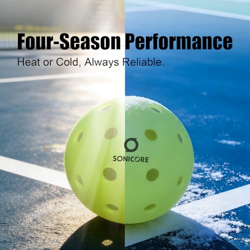 SONICORE Premium Outdoor Pickleball Balls, 4/12 Pack, Extreme Durability, One-Piece Mold, Tournament-Ready Level, 40-Hole Precision Drilled, Crack-Resistant, Seamless - size: 4 Count
