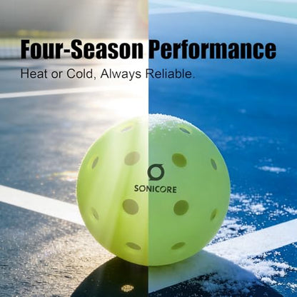 SONICORE Premium Outdoor Pickleball Balls, 4/12 Pack, Extreme Durability, One-Piece Mold, Tournament-Ready Level, 40-Hole Precision Drilled, Crack-Resistant, Seamless - size: 4 Count