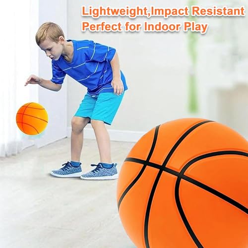Indoor Silent Basketball Size 7 (29.5") Weight 600g, Grooved Airless Basketballs for Apartments Quiet Dribbling Training, Soundless PU Foam Basket Ball for All Ages, Non-Deforming Packaging