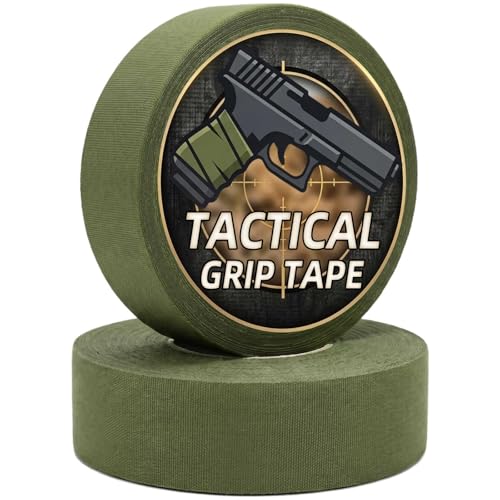 2 Rolls Magsaddle Gun Grip Tape, Non-Reflective, No Residue Goon Grip Tactical Tape for Pistol, Handgun, Rifle, Sports, Tool, Pull Up Bars, Handles, Bats, Rackets, Gym Equipment, Handrails - color: OD Green