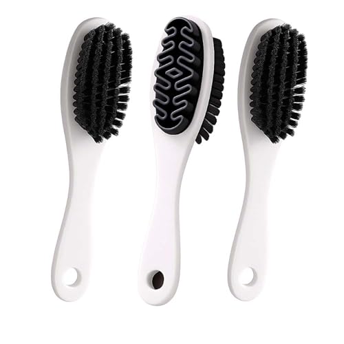 Suede Shoe Brush and Eraser,2 in 1 Scrub Suede Shoe Brush, Rubber Polish Eraser with Soft Plastic Bristles for Nubuck Cleaning (White Handle/3pcs) - color: White Handle/3pcs