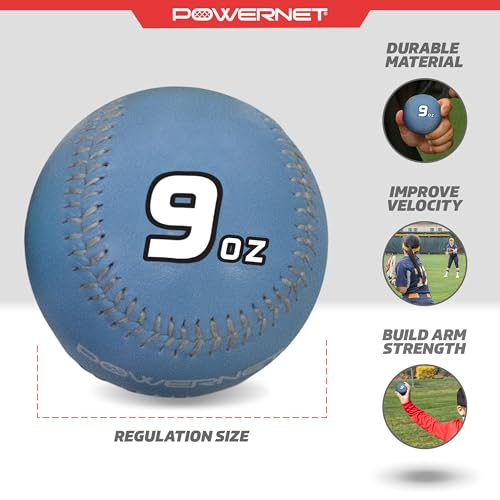 Powernet Weighted Baseball, Outdoor Baseball Training Equipment for Improving Throwing Velocity and Strength for Pitching, Training Balls Sold Individually