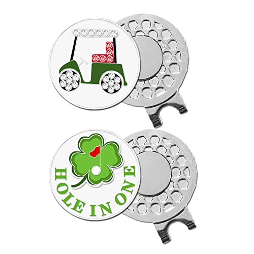 FINGER TEN Golf Ball Marker with Hat Clip or Marker Only, Metal Golf Ball Markers Assorted Designs for Putting Green, Portable Golf Accessories for Men Women - color: 2 Golf Marker Series