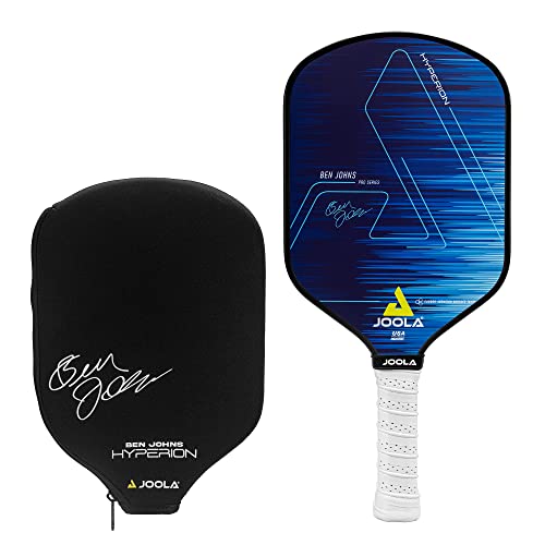 JOOLA Ben Johns CAS 16mm Carbon Fiber Pickleball Paddle - CAS Surface Tech - Control & Power Paddle - USAP Approved - Aero Curve - Feel-Tec Pure Grip - NFC Chip - color: Blue with Cover, size: Hyperion