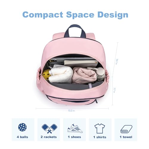 KAVIGOR Pickleball Bag, Quilted Pickleball Backpack with Shoe Compartment & Waterproof Pocket, Pickle Ball Paddle Bag Fits 2 to 4 Paddles for Women and Men - color: Pink