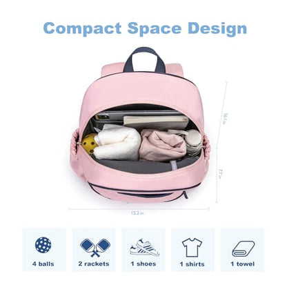 KAVIGOR Pickleball Bag, Quilted Pickleball Backpack with Shoe Compartment & Waterproof Pocket, Pickle Ball Paddle Bag Fits 2 to 4 Paddles for Women and Men - color: Pink