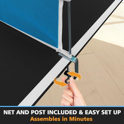 8FT Foldable Ping Pong Conversion Top for Pool Table | Portable Indoor Table Tennis Topper with Net & EVA Pads, Easy Setup & Storage,Black