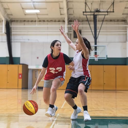 KUYOTQ 3LBS/3.3LBS/2.2LBS Weighted Heavy Training Basketball 29.5/28.5" in and Outdoor Improving Handling Dribbling Passing Rebounding Skill Composite Size 7/6 Weighted Training Basketball Equipment - color: Brown+Yellow, size: Size 7 Adult - 29.5"-3LBS