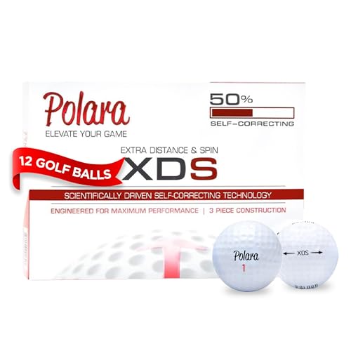 Polara Self-Correcting Golf Balls – High-Performance Golf Balls with Soft Feel, Anti-Slice & Hook Correction, Exceeds USGA Limits, Dimple Design for Maximum Distance, Golf Accessories for Men & Women - size: 1 box of 12, style: Extra Distance Spin