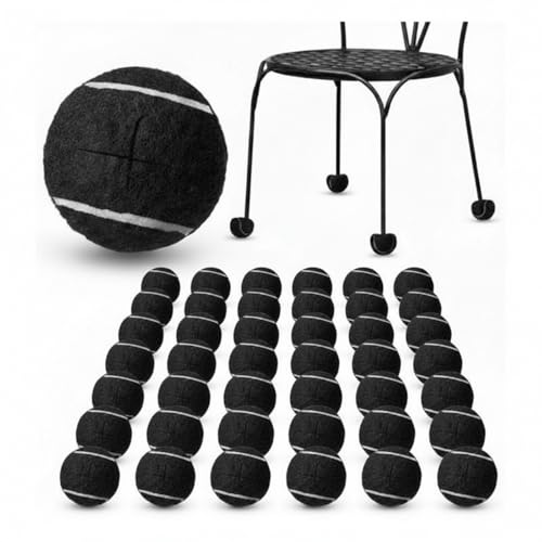 Macarrie 16 Pieces Precut Tennis Balls for Chairs Tennis Ball Chairs Foot Covers for Furniture Leg for Classroom Floor Protection Chair Desk Legs Coverings (Black,5 cm) - color: Black, size: 5 cm