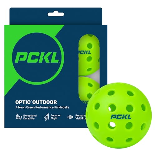 PCKL Optic Speed Pickleball Balls | Choose Indoor or Outdoor Pickleballs | USAPA Tournament Aproved | 4 Pack Crack-Resistant - style: Outdoor Green