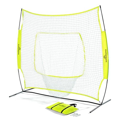 7x7 Baseball & Softball Practice, Hitting, & Pitching Net with Bow Frame, Carry Case and Strike Zone, Ultimate Training Net