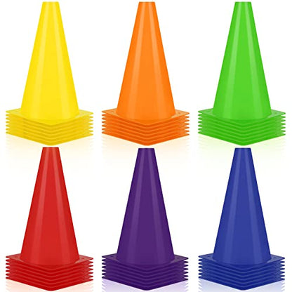 Hoteam 30 Pieces 9 Inch Traffic Cones Plastic Sport Agility Training Safety Cones Soccer Practice Equipment for Basketball Football Drills Exercise, Outdoor Activity and Events