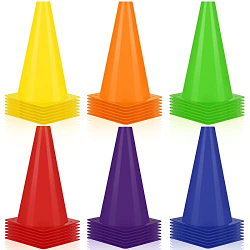 Hoteam 30 Pieces 9 Inch Traffic Cones Plastic Sport Agility Training Safety Cones Soccer Practice Equipment for Basketball Football Drills Exercise, Outdoor Activity and Events
