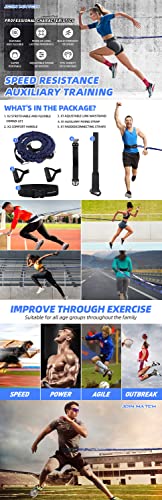 80Lbs Resistance Bungee Cord Speed Training Set, Dual Resistance Cord(8-22'), Improve Agility Focus Strength Power, for Basketball Tennis Football Volleyball, Help You Build Muscle