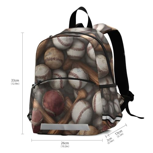 ALAZA Baseball Bats Pattern School Backpack Bookbag Safety Harness Leash with Chest Strap for Boys Girls