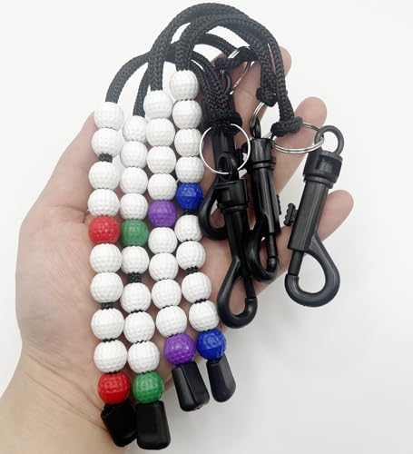 Golf Stroke Counter, 4 Pack Golf Beads Score Counter with Clip for Referee Caddy Golfer