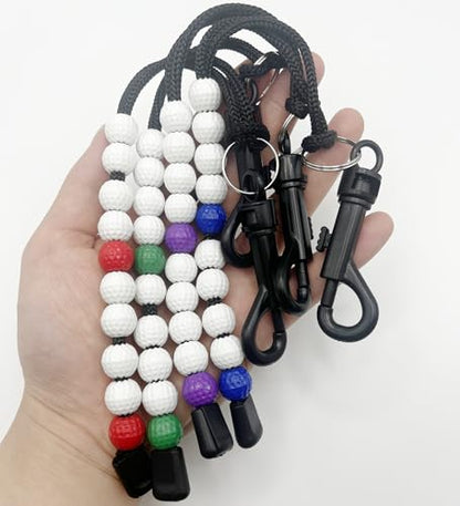Golf Stroke Counter, 4 Pack Golf Beads Score Counter with Clip for Referee Caddy Golfer