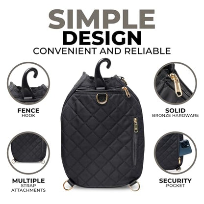 IZARI Designer Pickleball Bag For Women With Fence Hook | Original Stylish Quilted Sports Bag for Pickle Ball with Ball Bag - size: Small