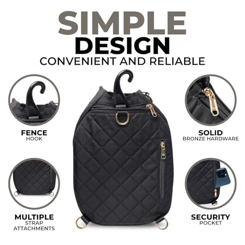 IZARI Designer Pickleball Bag For Women With Fence Hook | Original Stylish Quilted Sports Bag for Pickle Ball with Ball Bag - size: Small
