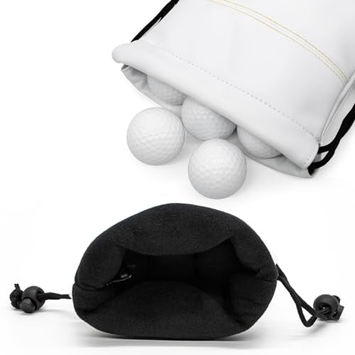 Golf Valuables Pouch, Leather Golf Tee Pouch with Drawstring Closure Golf Ball Tee Handbag Portable Golf Accessories