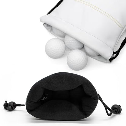 Golf Valuables Pouch, Leather Golf Tee Pouch with Drawstring Closure Golf Ball Tee Handbag Portable Golf Accessories